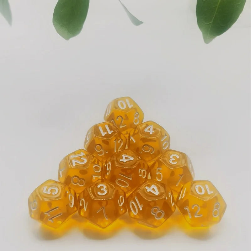 D12 12 Faces DND Dice Transparent Acrylic 12 Side Dice Set Polyhedral TRPG, Mtg, Rpg, Dice for DND or COC Game, 10PCs per Set