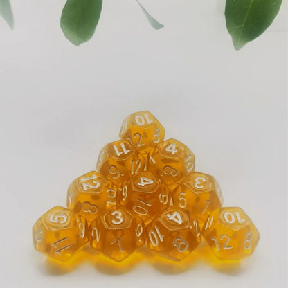 D12 12 Faces DND Dice Transparent Acrylic 12 Side Dice Set Polyhedral TRPG, Mtg, Rpg, Dice for DND or COC Game, 10PCs per Set