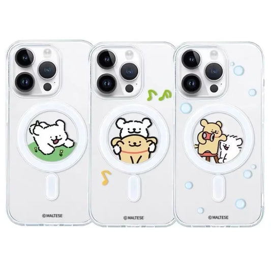 Kawaii Line Puppy Cute Cartoon Couple For MagSafe Creative Phone Case For iPhone 16 15 14 12 13 11 Pro Max PLUS MINI Y2K Cover