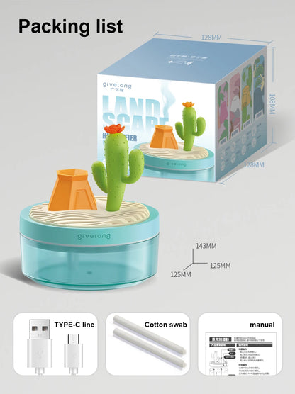 Landscape Air Humidifier, Small Spray Hydration Household Silent Bedroom Desktop Car USB Aromatherapy Humidifiers, Diffuser