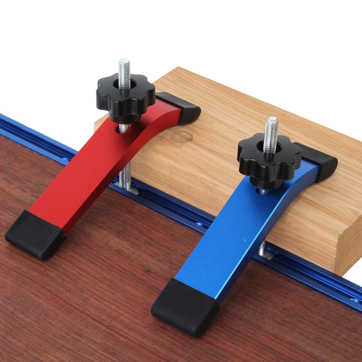 Quick Acting T-Track Hold Down Clamp with T Bolts Slider Aluminum Alloy Woodworking Clamps for Routers Drill Presses Table Saw