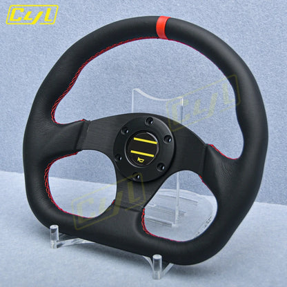 13-inch 320mm D-Shape Leather Steering Wheel JDM Universal Racing Sports Steering Wheel