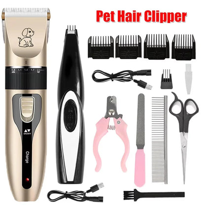 Electrical Pet Clipper Professional Grooming Kit Rechargeable Pet Hair Trimmer Shaver Set Animals Hair Cutting Machine Low-Noise