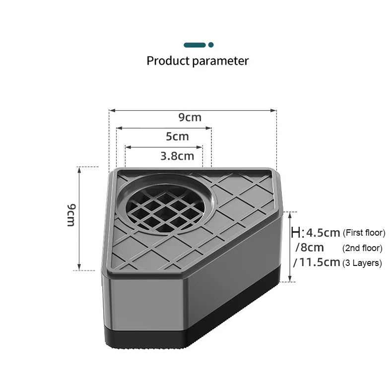 4pcs Anti Vibration Feet Pads Rubber Mat Slipstop Silent Dampers Stand Universal Washing Machine Refrigerator Furniture Foot Pad