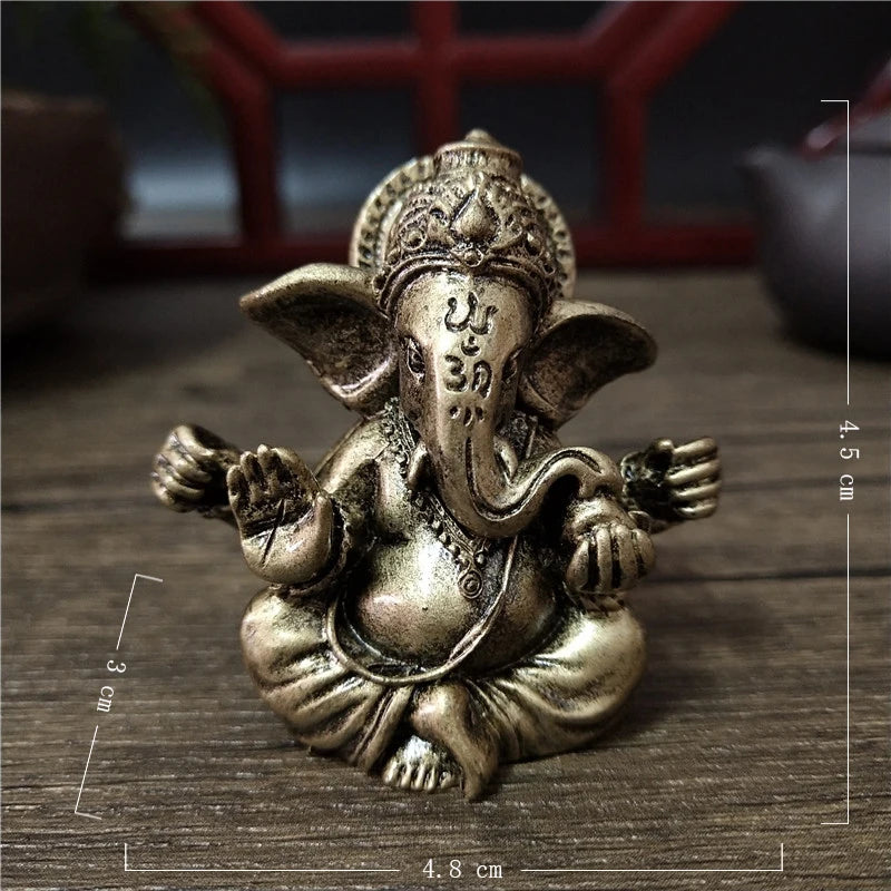 Bronze Color Lord Ganesha Statue, Buddha Ornaments, Elephant Hindu God Sculpture Figurines For Home Office Decoration, Buddha Statues