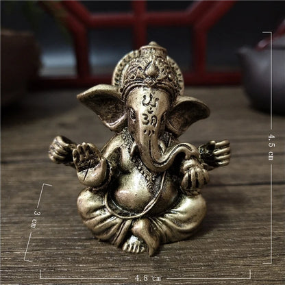Bronze Color Lord Ganesha Statue, Buddha Ornaments, Elephant Hindu God Sculpture Figurines For Home Office Decoration, Buddha Statues