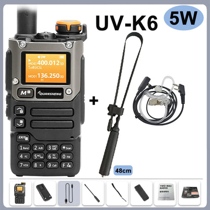 Quansheng UV-K6 Walkie Talkie 5W Radio de banda aérea Carga tipo C UHF VHF DTMF FM Scrambler NOAA Frecuencia inalámbrica Radio CB de dos vías