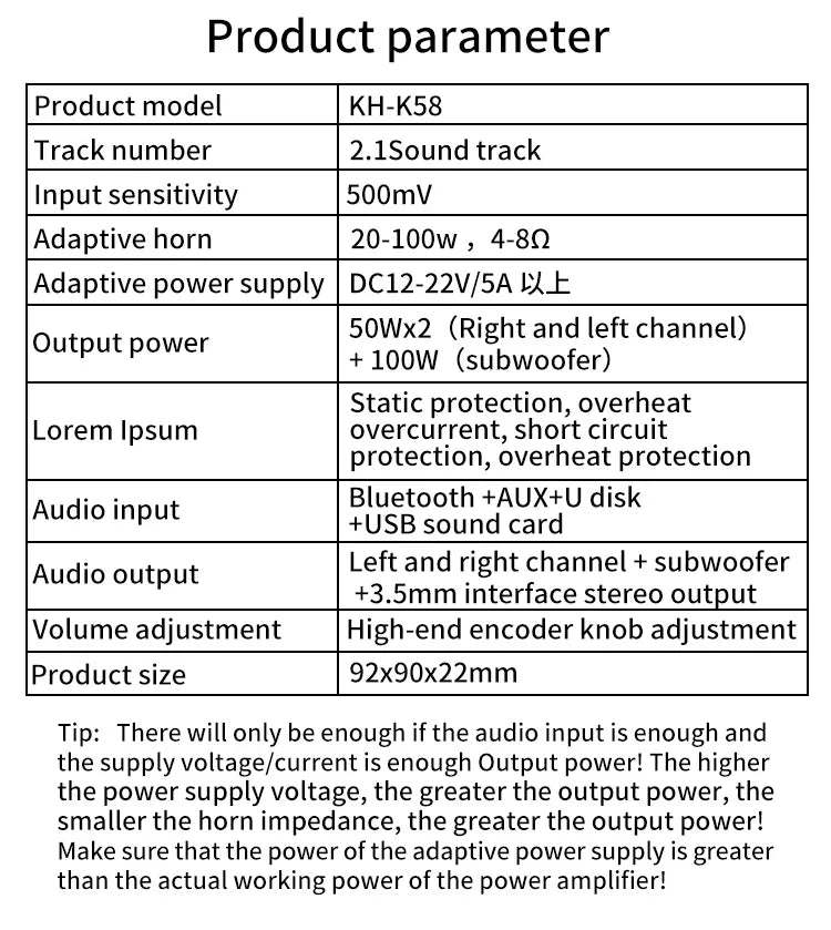 2.1 Channel Bluetooth 5.0 Subwoofer Amplifier Board 50W x 2 + 100W Power Audio Stereo Amplifier Board Bass AMP AUX
