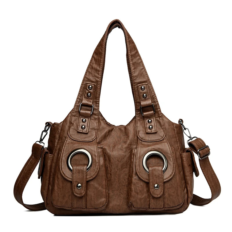 Luxury Designer Handbag Women High capacity Vintage Soft Leather Ladies Casual Large Capacity Shoulder Crossbody Bag Travel Sac