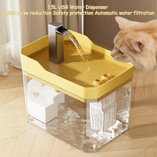 Cat Water Fountain, Auto Filter Transparent Cat Drinker, USB Anti-Dry Burning Recirculate Filtering Water Dispenser with Pump