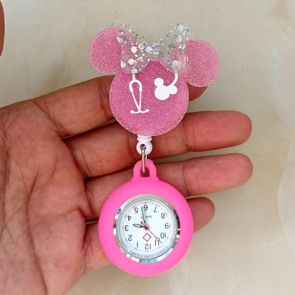 Hospital Health Care Shiny Heart Medical Icons Cartoon Lovely Nurse Doctor Clip Pocket Watches Hang Clock Gift Watch