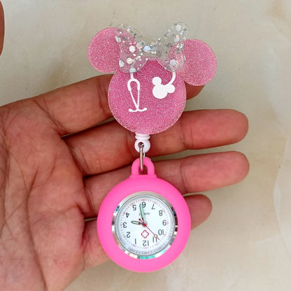 Hospital Health Care Shiny Heart Medical Icons Cartoon Lovely Nurse Doctor Clip Pocket Watches Hang Clock Gift Watch