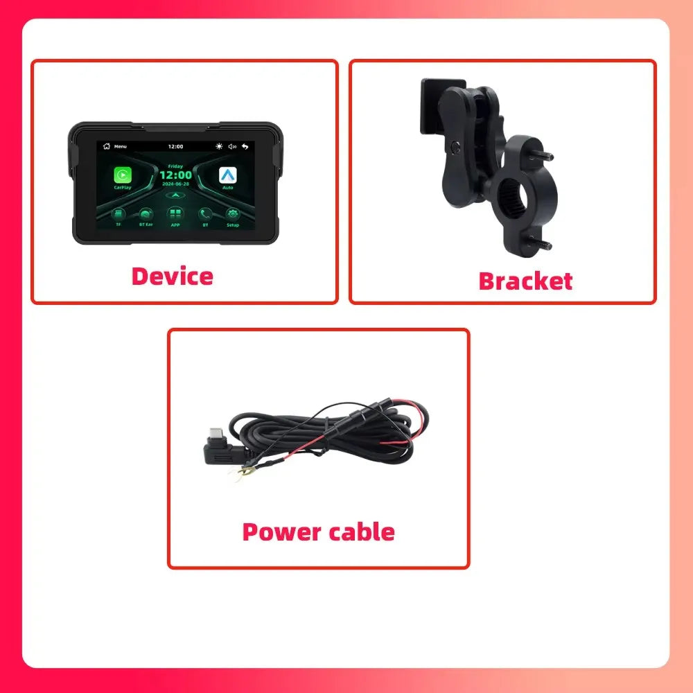 EKIY 5 inch GPS Navigation Motorcycle Wireless Carplay Android Auto IPX67 Waterproof Portable Screen BT Moto Motorbike Monitor
