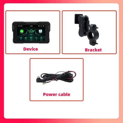EKIY 5 inch GPS Navigation Motorcycle Wireless Carplay Android Auto IPX67 Waterproof Portable Screen BT Moto Motorbike Monitor
