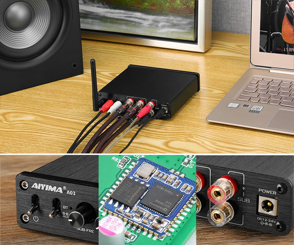 AIYIMA A03 TPA3116 Subwoofer Bluetooth Amplifier HiFi TPA3116D2 2.1 Digital Audio Power Amplifiers 50Wx2+100W Sound Amplifier