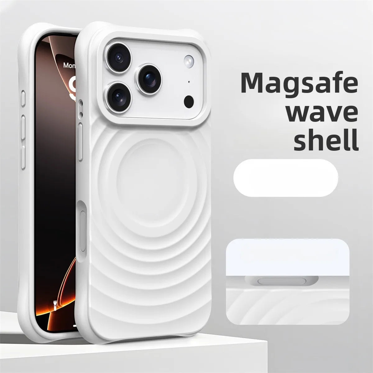 Official Phone Case For iPhone Air 17 16 15 14 Pro Max Water Ripple Silicone For Magsafe Wireless Charge Magnetic Soft Cover
