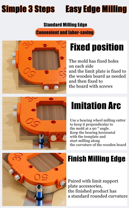 Woodworking Router Corner Radius Templates Jig R10 to R50 Routing Curved Corners Milling Circular Radian Hardness ABS Tool