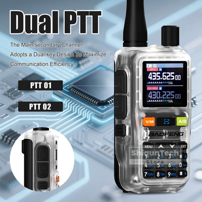 Baofeng UV 5R Mini Walkie Talkie Banda Aérea UHF/VHF Doble Vigilancia Doble PTT Programación Bluetooth Tipo-C Camping Radioaficionado Actualización 5R