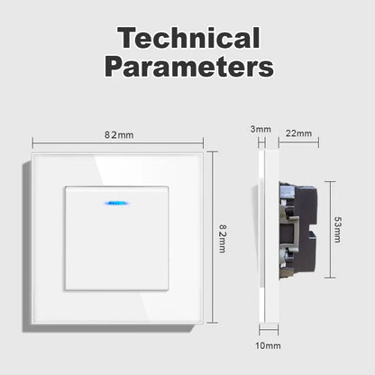 novski Crystal Tempered Glass Panel 1 Gang 1way, 1 Gang 2way, 2 Gang 1way, 2 Gang 2way, Wall Switch with LED Indicator 16A 250V