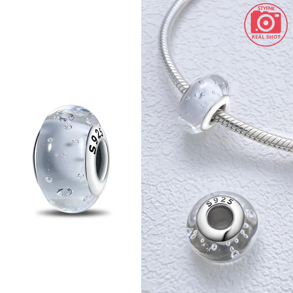 Original 925 Silver Charms Flower Blue Star Green Turtle Glass Beads Fit Bracelet Women DIY Gift Murano Jewelry Accessories