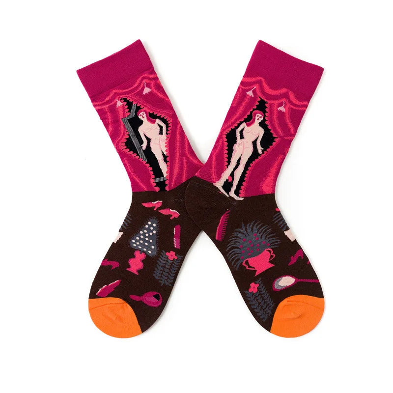 New cotton socks high-quality men's and women's British style casual Harajuku fashion novelty literary couple sexy socks