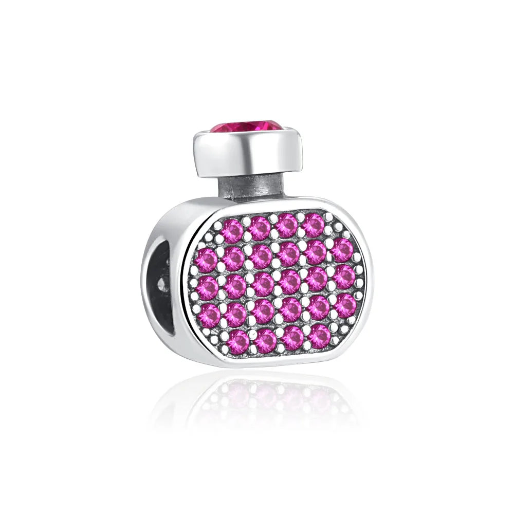 Pink Bead Bag Perfume Lipstick high heels Pendant fit Original Bracelet Accessories DIY Jewelry Women 925Silver Gift Trunk Charm