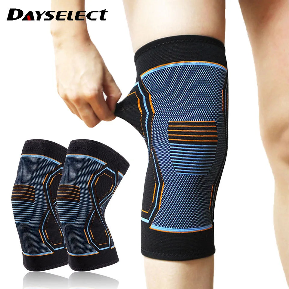 Knee Pads: Four-Sided Knitted, High Elasticity, Double Silicone Anti-Slip, Muscle Strain Protection, Strong Knee Support for Men and Women