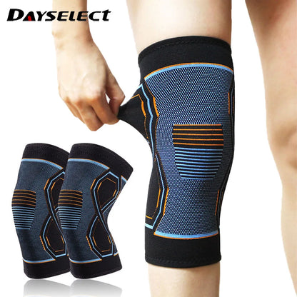 Knee Pads: Four-Sided Knitted, High Elasticity, Double Silicone Anti-Slip, Muscle Strain Protection, Strong Knee Support for Men and Women