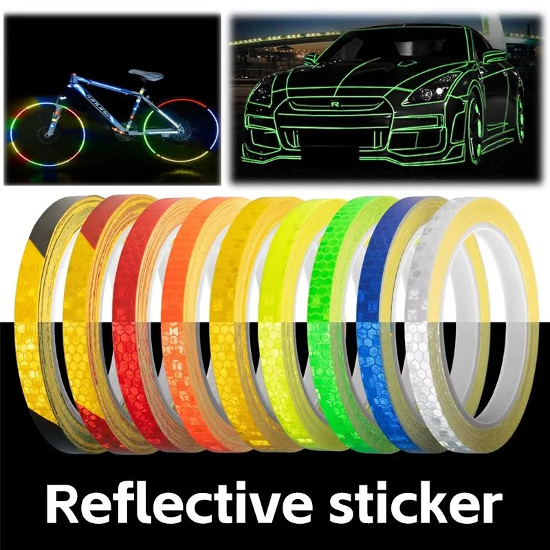 Safety Warning Stickers for Night Riding-Walking-Car-Helmet, Waterproof High Visibility Reflector Tape, Reflective Stickers, 1cmx8m