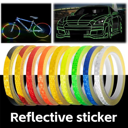 Safety Warning Stickers for Night Riding-Walking-Car-Helmet, Waterproof High Visibility Reflector Tape, Reflective Stickers, 1cmx8m