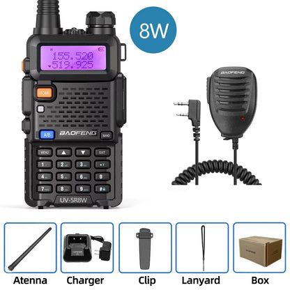 Walkie Talkie, UV 5R 5W 8W Dual Band Ham Two Way Radio, Vhf Uhf FM Radio, Handheld Transceiver, Hunting 16KM, BAOFENG