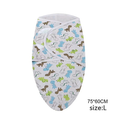 Baby Blanket Hat Set, Cartoon Printed Cotton Newborn Swaddle, Adjustable Infant Sleeping Swaddle Wraps, All Seasons, 0-6 Months