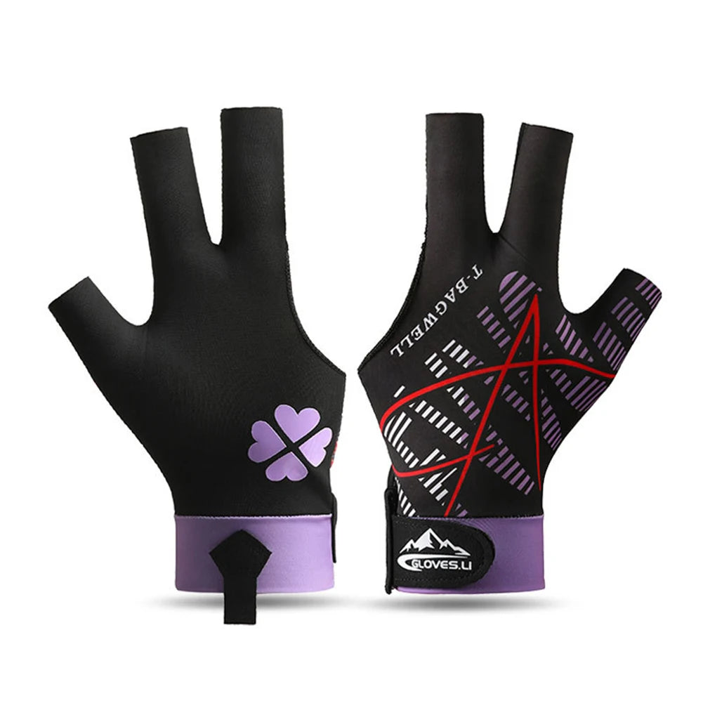1pc Left Hand Billiards Glove Three Finger Snooker Billiard Glove Non Slip Stickers Elasticity Billiard Training Gloves