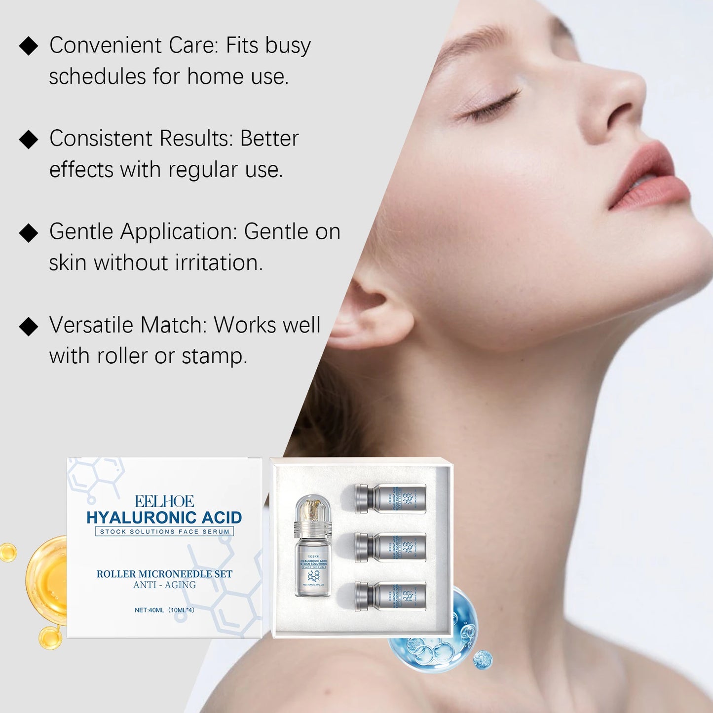 Niacinamide Microneedle serum Facial serum Kit 0.25mm Moisturizing Skin nourishing Winter skincare Face Roller Day cream 40ml