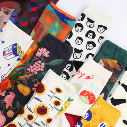 New cotton socks high-quality men's and women's British style casual Harajuku fashion novelty literary couple sexy socks