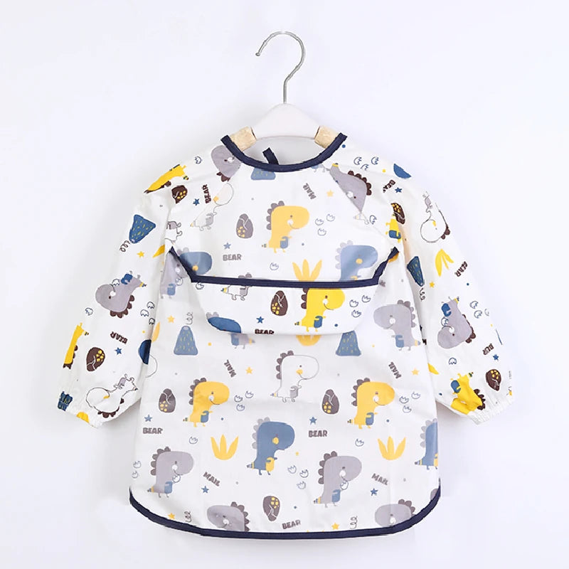 Baby Smock Bibs Waterproof Long Sleeve Eating Feeding Art Apron Newborn Toddler Burp Cloths Fit 0-3 Years Dropshipping