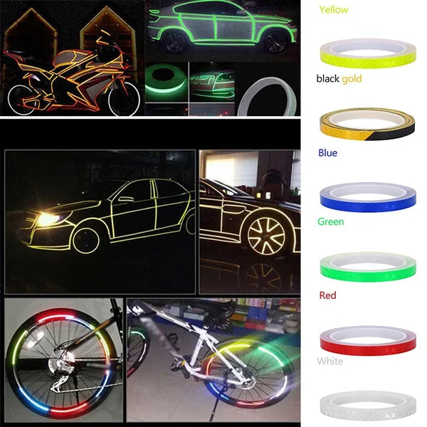 Safety Warning Stickers for Night Riding-Walking-Car-Helmet, Waterproof High Visibility Reflector Tape, Reflective Stickers, 1cmx8m