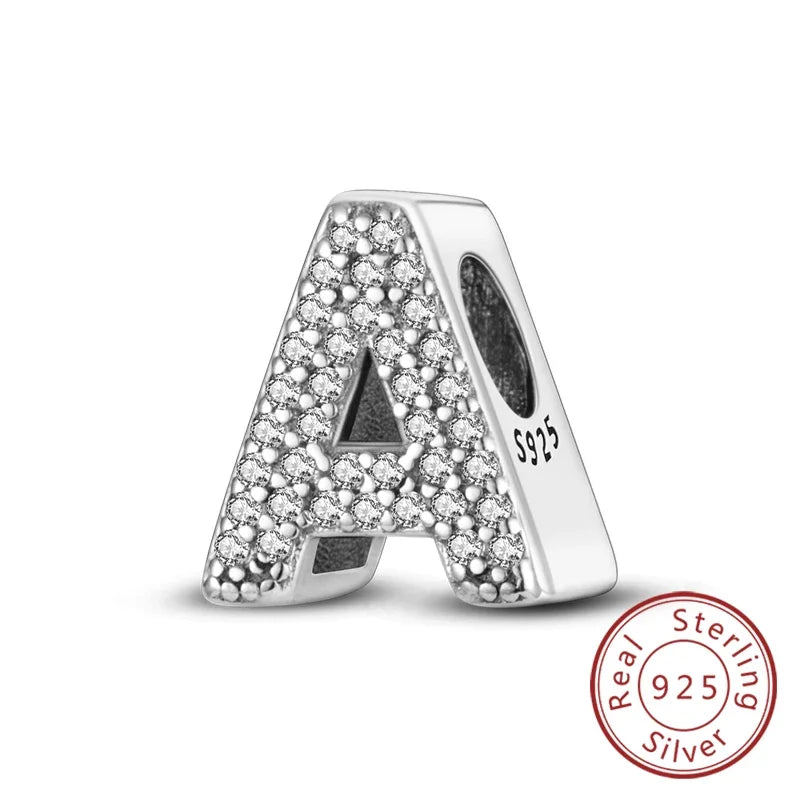 925 Sterling Silver 26 Letters Charms A-Z Alphabet Beads Fit Original Bracelet for Women Girl DIY Fine Jewelry Gift