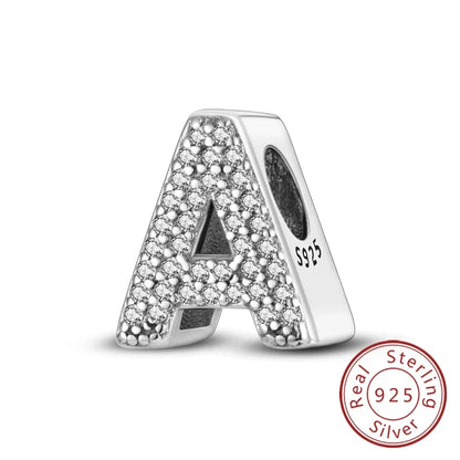 925 Sterling Silver 26 Letters Charms A-Z Alphabet Beads Fit Original Bracelet for Women Girl DIY Fine Jewelry Gift