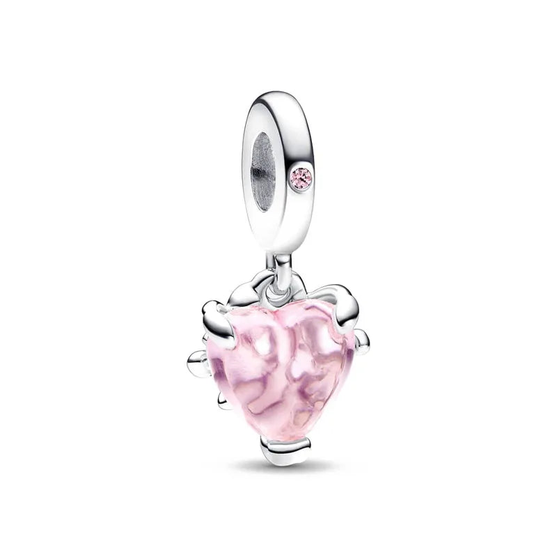 Hot Selling 925 Silver Pink Cake, Dog Paw, Luggage, Cup Bead Pendant Suitable for European Original Bracelet DIY Exquisite Jewelry