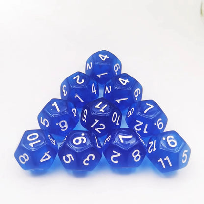 D12 12 Faces DND Dice Transparent Acrylic 12 Side Dice Set Polyhedral TRPG, Mtg, Rpg, Dice for DND or COC Game, 10PCs per Set
