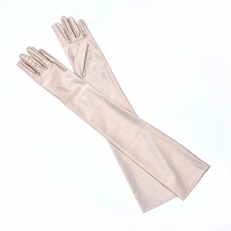 Fashion Long Satin Gloves, Satin Opera Evening Party Prom Costume Glove, Black White Pink Gray Beige Red, New Hot Sale