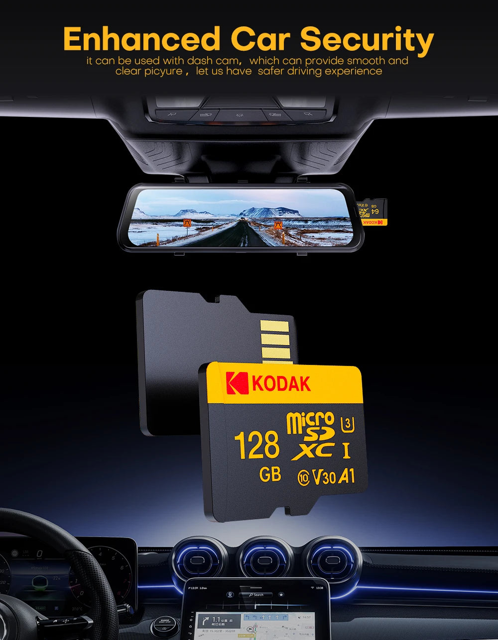 KODAK 100% Original Micro sd Card 32GB 64GB 128GB 256GB Microsd Memory Card Class10 SDXC U3 4K TF Card for Drone Phone