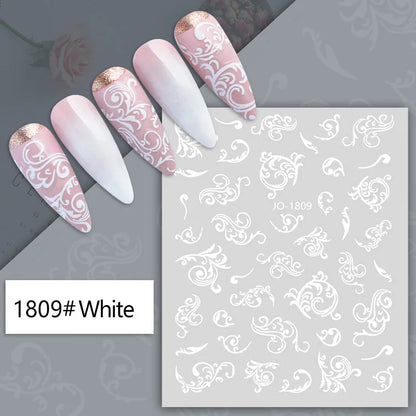 3d Nail Art Decals Tropical Palm Leaves Flowers Laces Faces Adhesive Sliders Nail Stickers Decoration For Nail Manicure