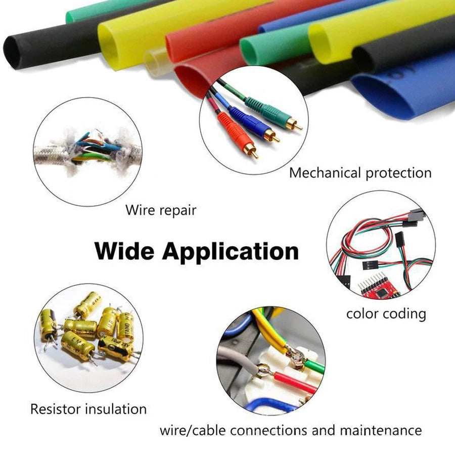 164/328/530/560/580/800PCS Heat Shrink Tubing 2:1 Electrical Wire Cable Wrap Assortment Electric Insulation Heat Shrink Tube Kit