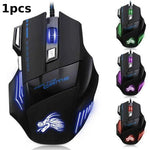 USB Wired Gaming Mouse, 7 Button Backlit Ergonomic Mice, 5500 DPI Backlight Adjustable Optical Mice for PC Gamer, Computer, Desktop