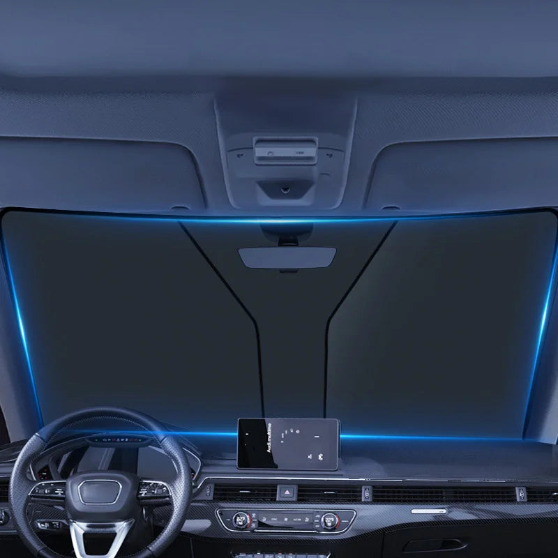 SEAMETAL Car Windshield Sun Shade Cover Front Window Sun Visor Protection Foldable Car Curtains for Summer Cooling UV Refletive