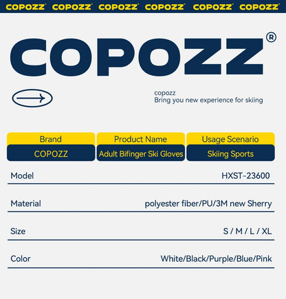 COPOZZ Upgrade Thicken Ski Gloves Winter Men Women 3M Thinsulate Thermal Snowboard Gloves Waterproof Warm Mittens Ski Gloves