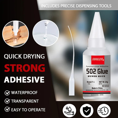 LOOLIFL1-10pcs 502 Super Glue Instant Quick-drying Cyanoacrylate Adhesive Leather Rubber Wood Metal Strong Bond Liquid Glue Tool