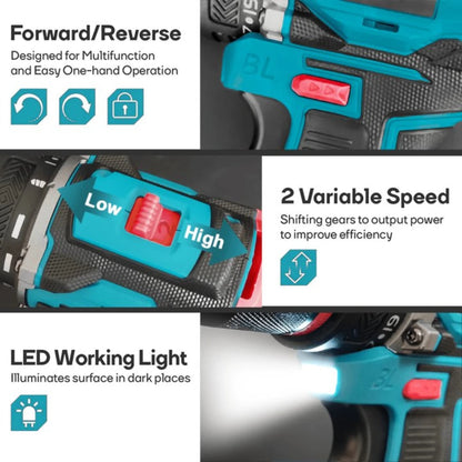 10mm Cordless Brushless Electric Drill, 2-Speed Metal Chuck Screwdriver, Home DIY Tool For Makita 18V Battery (No Battery), PATUOPRO